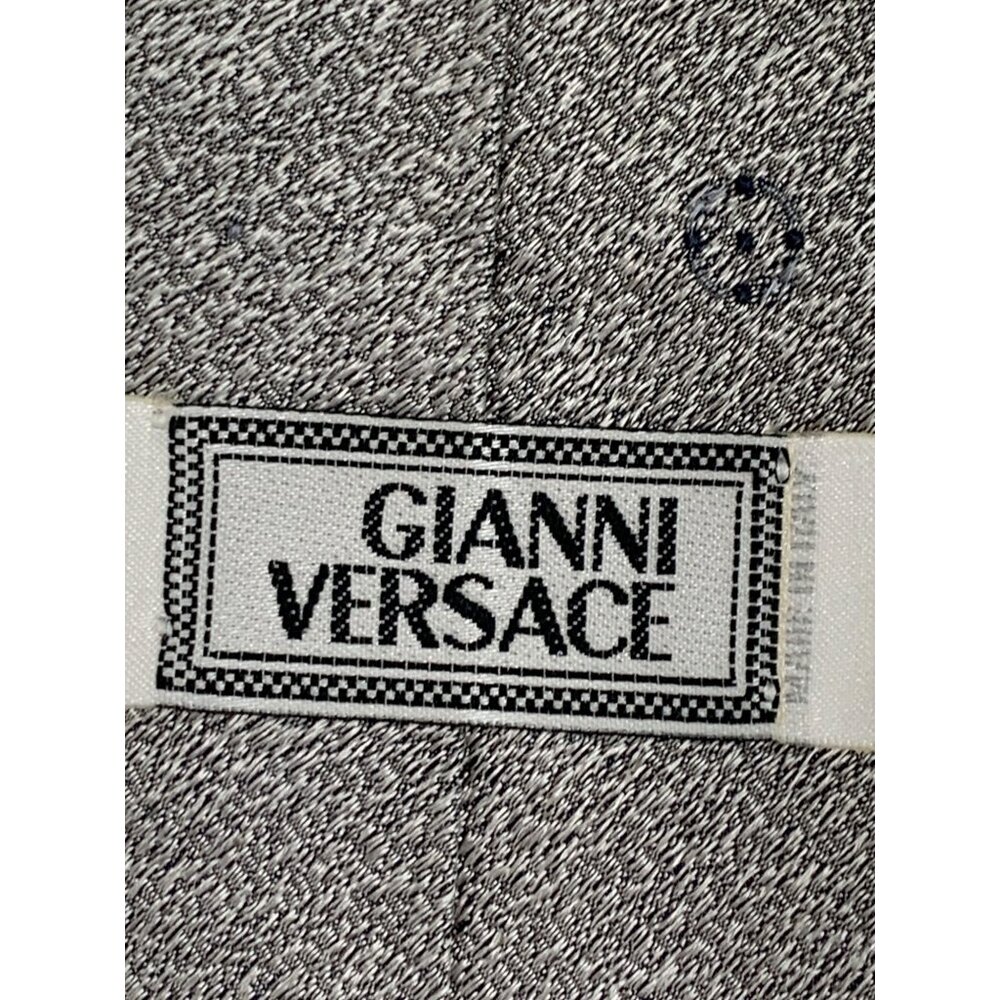 Mens Vintage Gianni Versace Neck Tie Grey Silk Medusa Logo Italy EUC 6836 - Picture 9 of 10